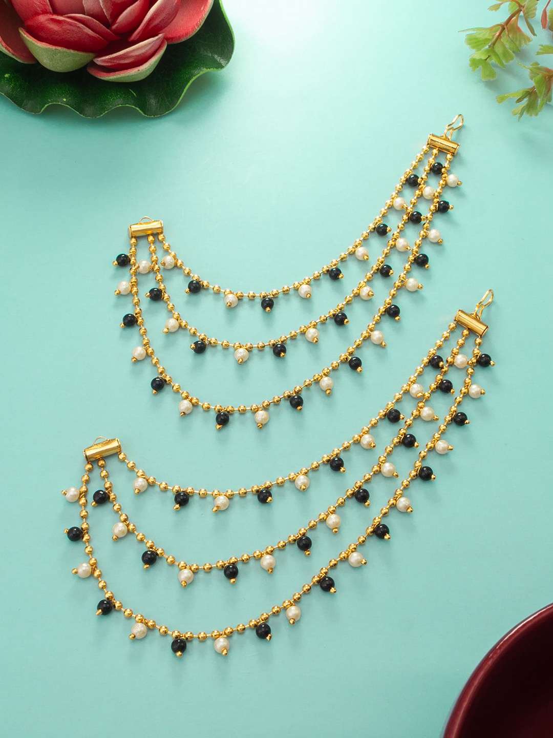 

aadita Gold Plated Pearl Contemporary Earrings Chains
