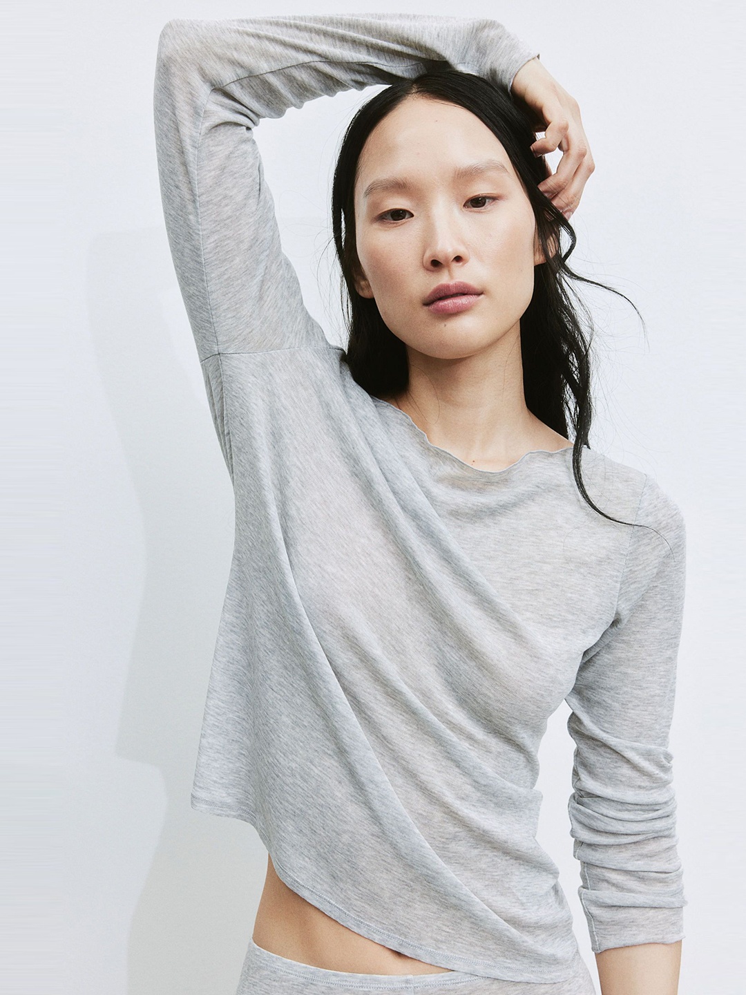 

H&M Boat-Neck Top, Grey