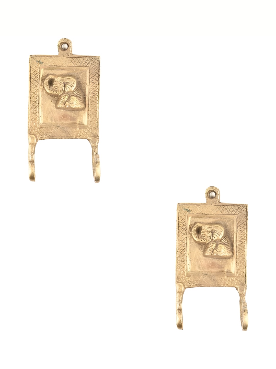 

IndianShelf Gold Toned 2 Pieces Elephant Textured Ceramic Wall Hooks