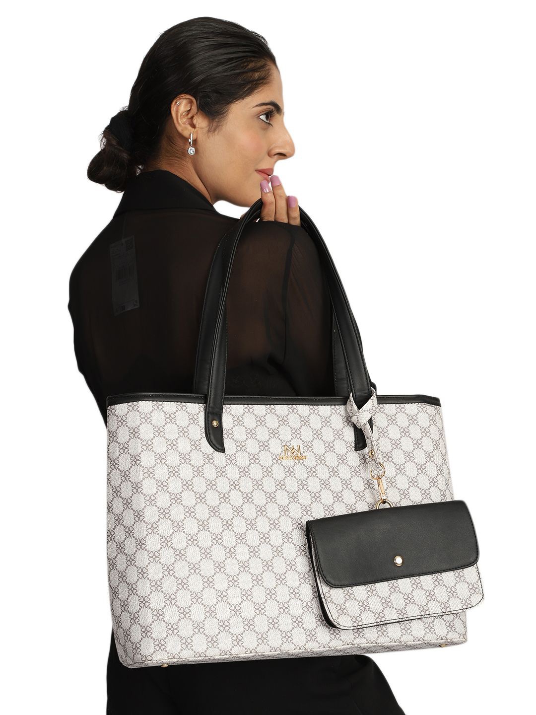 

MINI WESST Women Floral Printed Structured Shoulder Bag, White