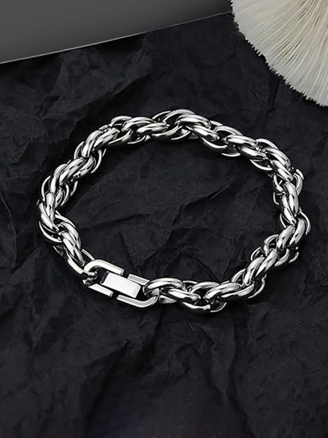 

Peora Men Silver-Plated Stainless Steel Openable Link Bracelet