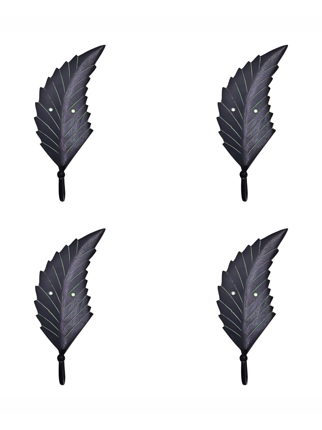 

IndianShelf Black 4 Pieces Brass Leaf Coat Hooks Door Hangers for Clothes
