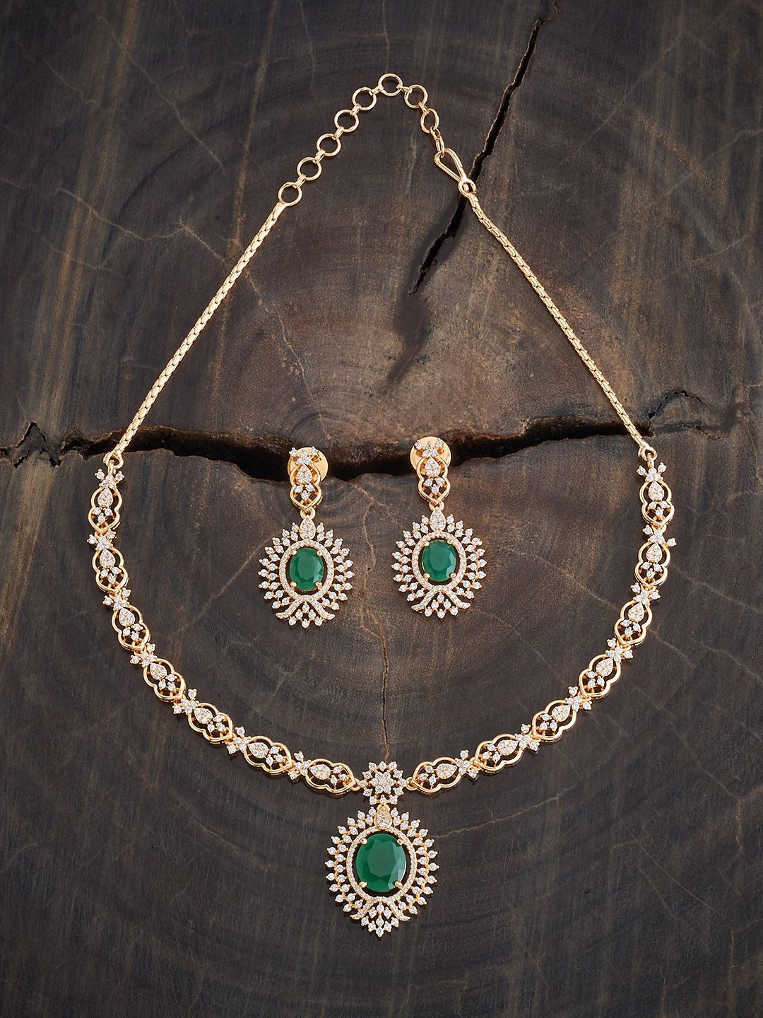 

Kushal's Fashion Jewellery Gold-Plated CZ-Studded Jewellery Set