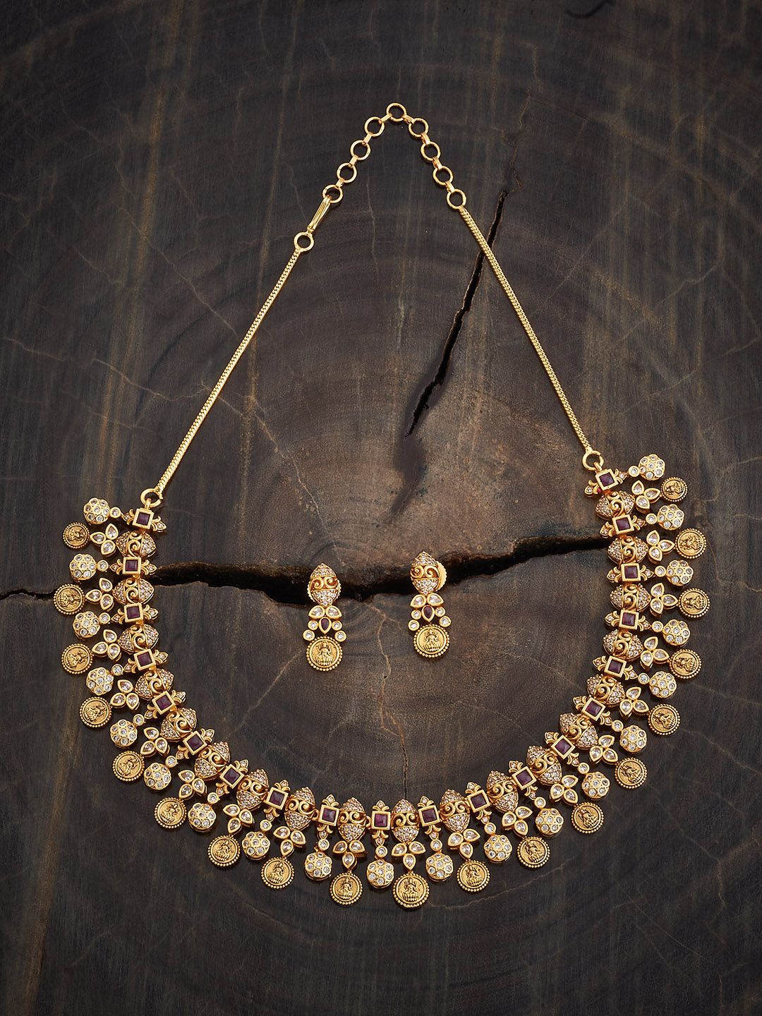 

Kushal's Fashion Jewellery Gold-Plated Stone-Studded Jewellery Set