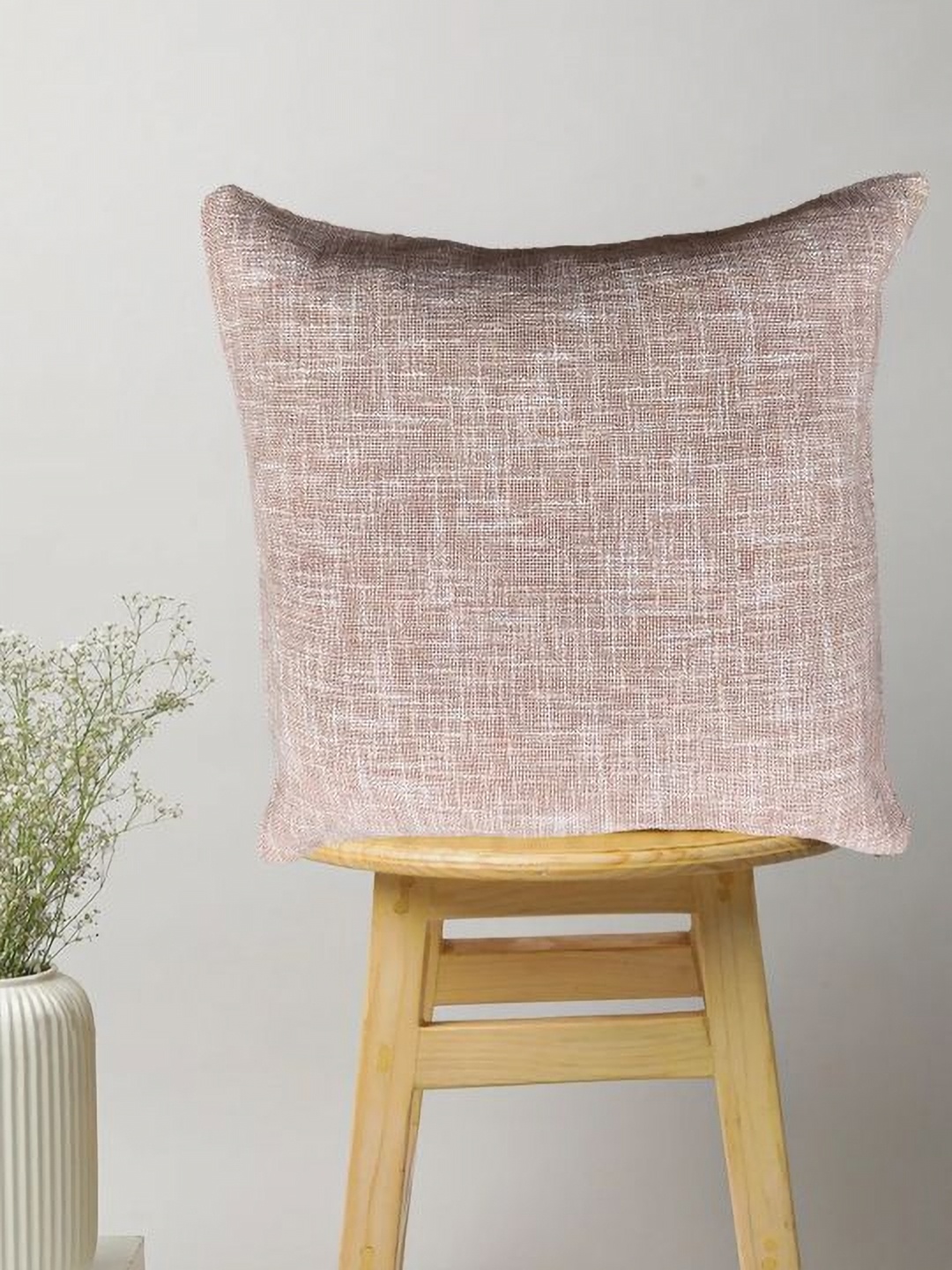 

SAJAVAT Peach-Coloured Abstract Printed Cotton Square Cushion Cover