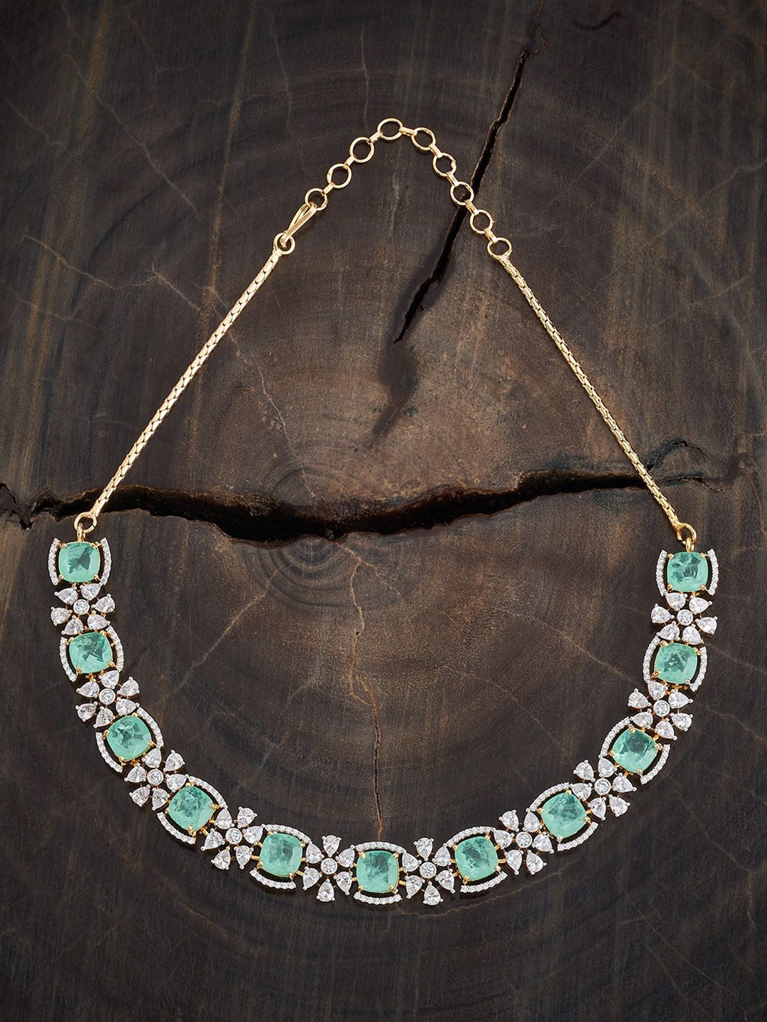 

Kushal's Fashion Jewellery Rhodium-Plated Zircon Studded Necklace, Silver