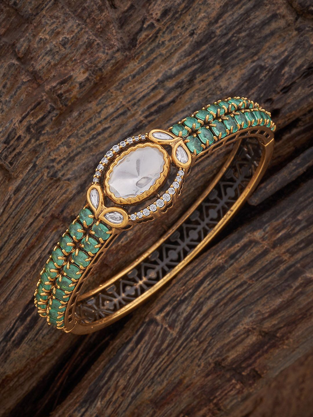 

Kushal's Fashion Jewellery Kundan Studded Kada Bracelet, Gold