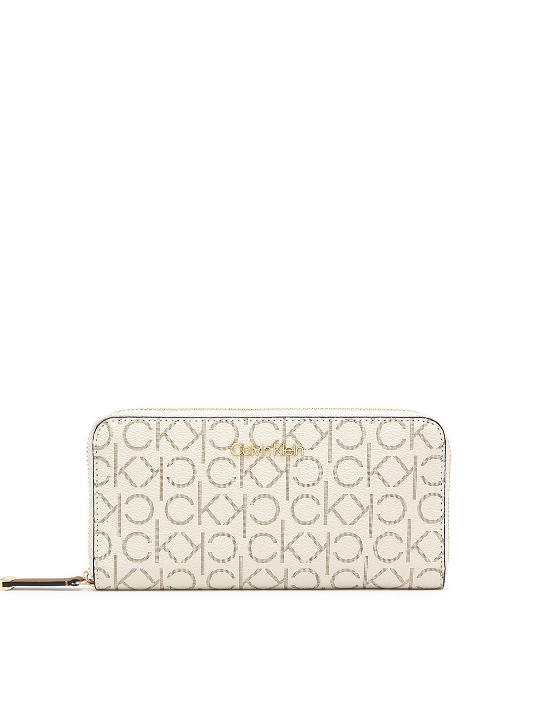 

Calvin Klein Women Printed PU Zip Around Wallet, White