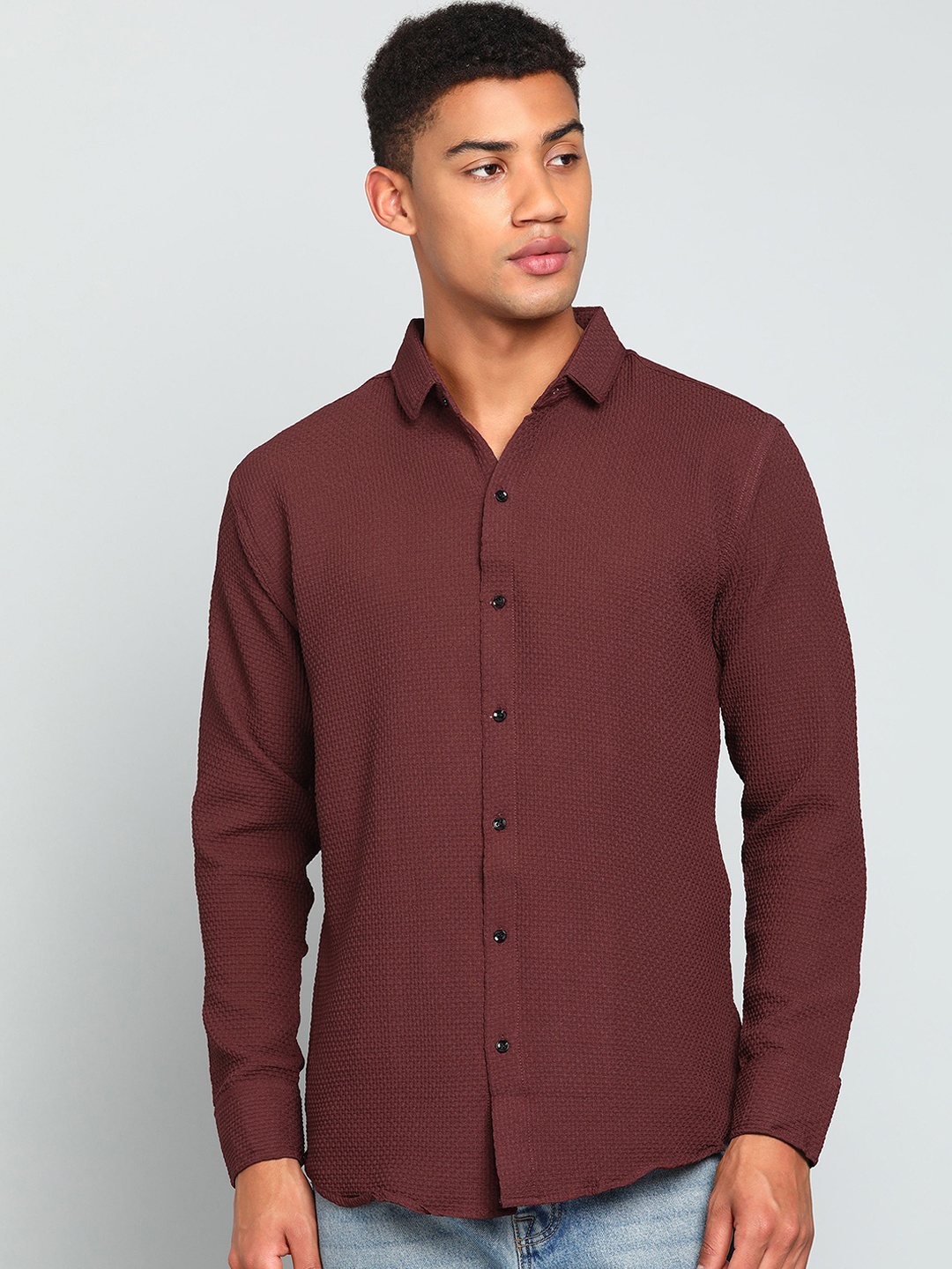 

INDICLUB Men Opaque Casual Shirt, Maroon