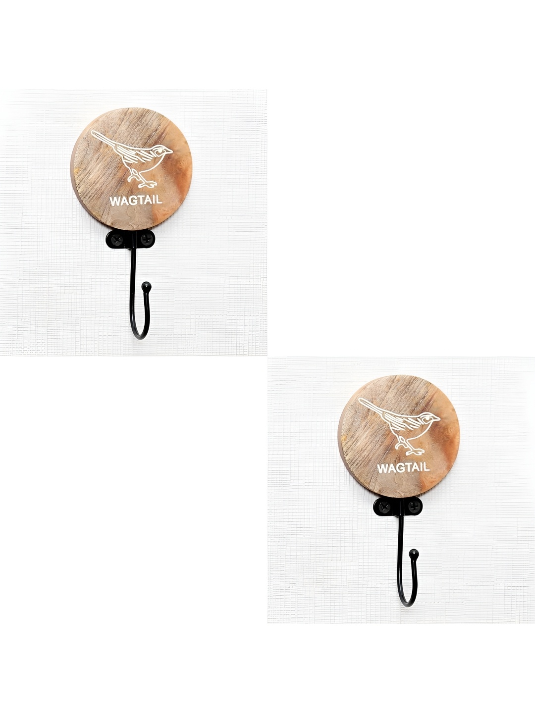 

IndianShelf Brown & Black 2 Piece Wood Wagtail Coat Hooks Door Hangers