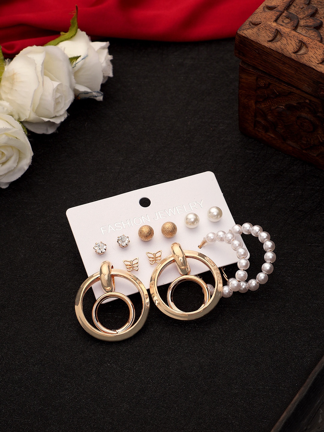 

DESTINY JEWELS Silver-Plated Crystals Studded Geometric Teardrop Drop Earrings