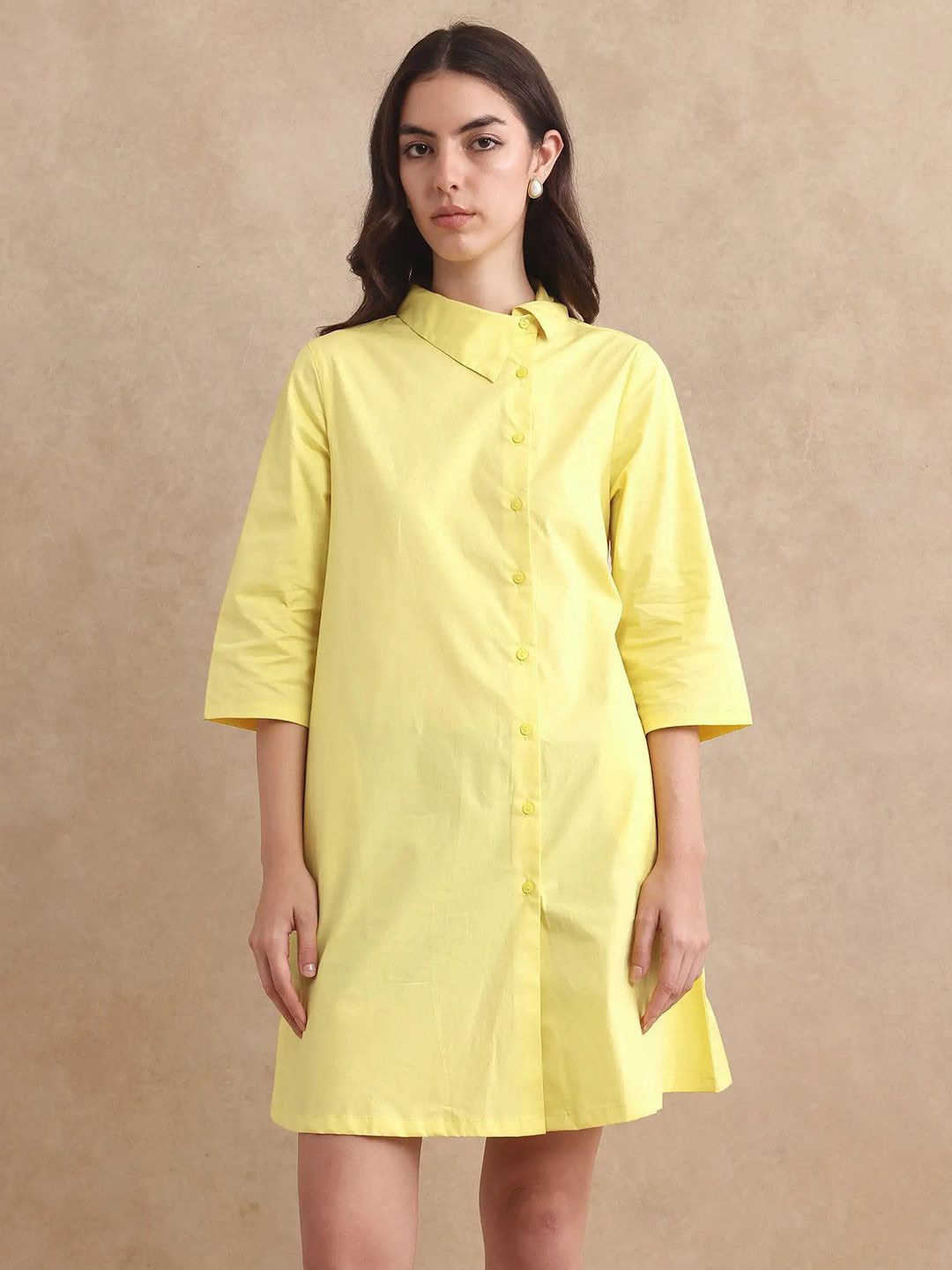 

RAREISM Women Shirt Mini Dress, Yellow