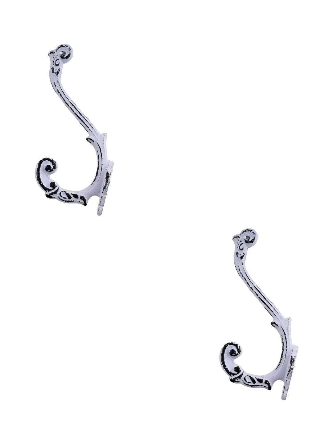 

IndianShelf White & Black 2 Pieces Iron Robe Wall Hooks