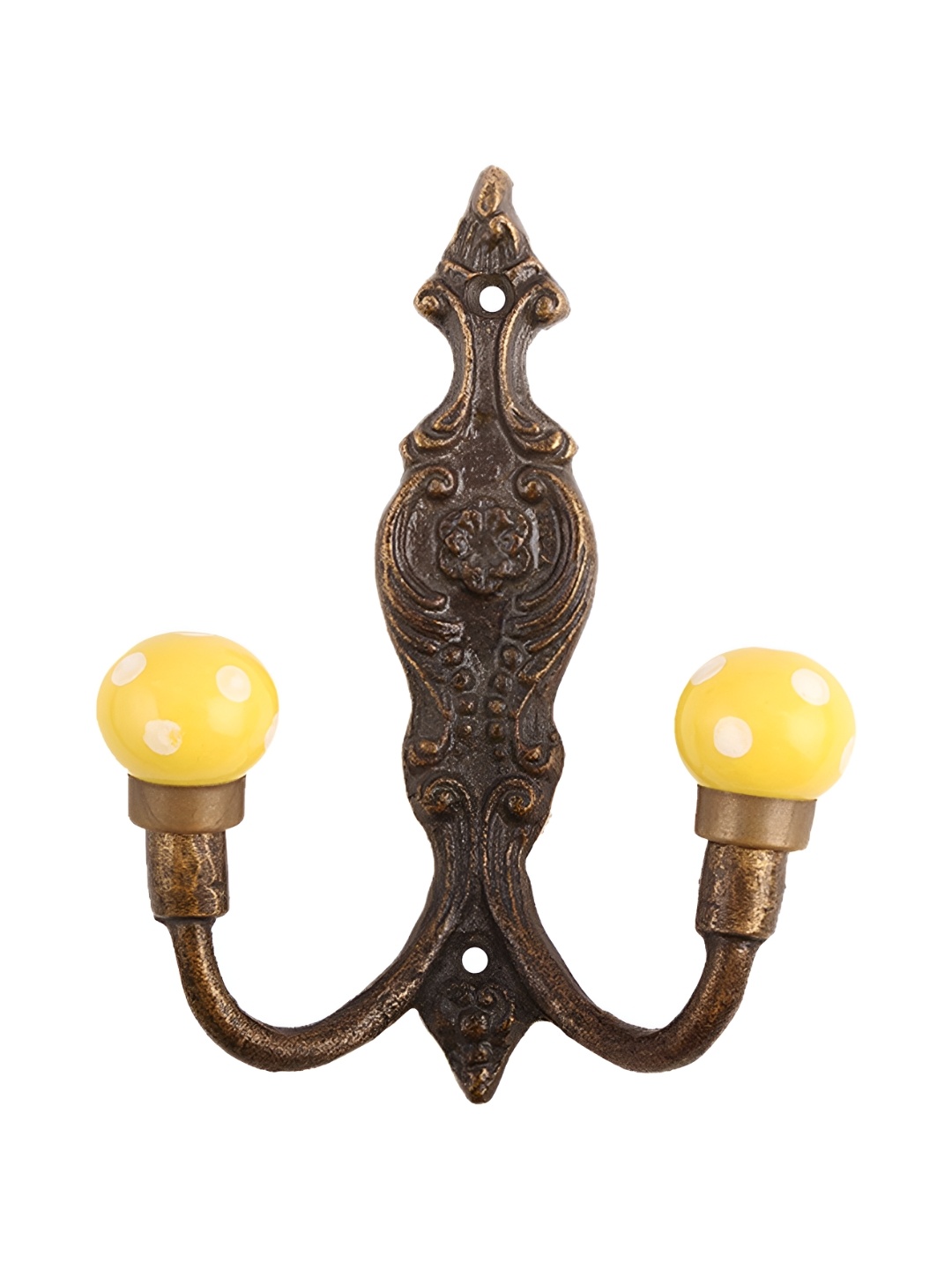 

IndianShelf Yellow & Bronze Toned Ceramic Dot Door Wall Hook