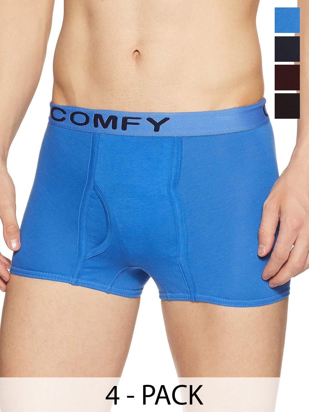 

AMUL COMFY Men Pack Of 4 Assorted Short Trunks Comfy-Plain-Mini-Trunk-OE-4-90