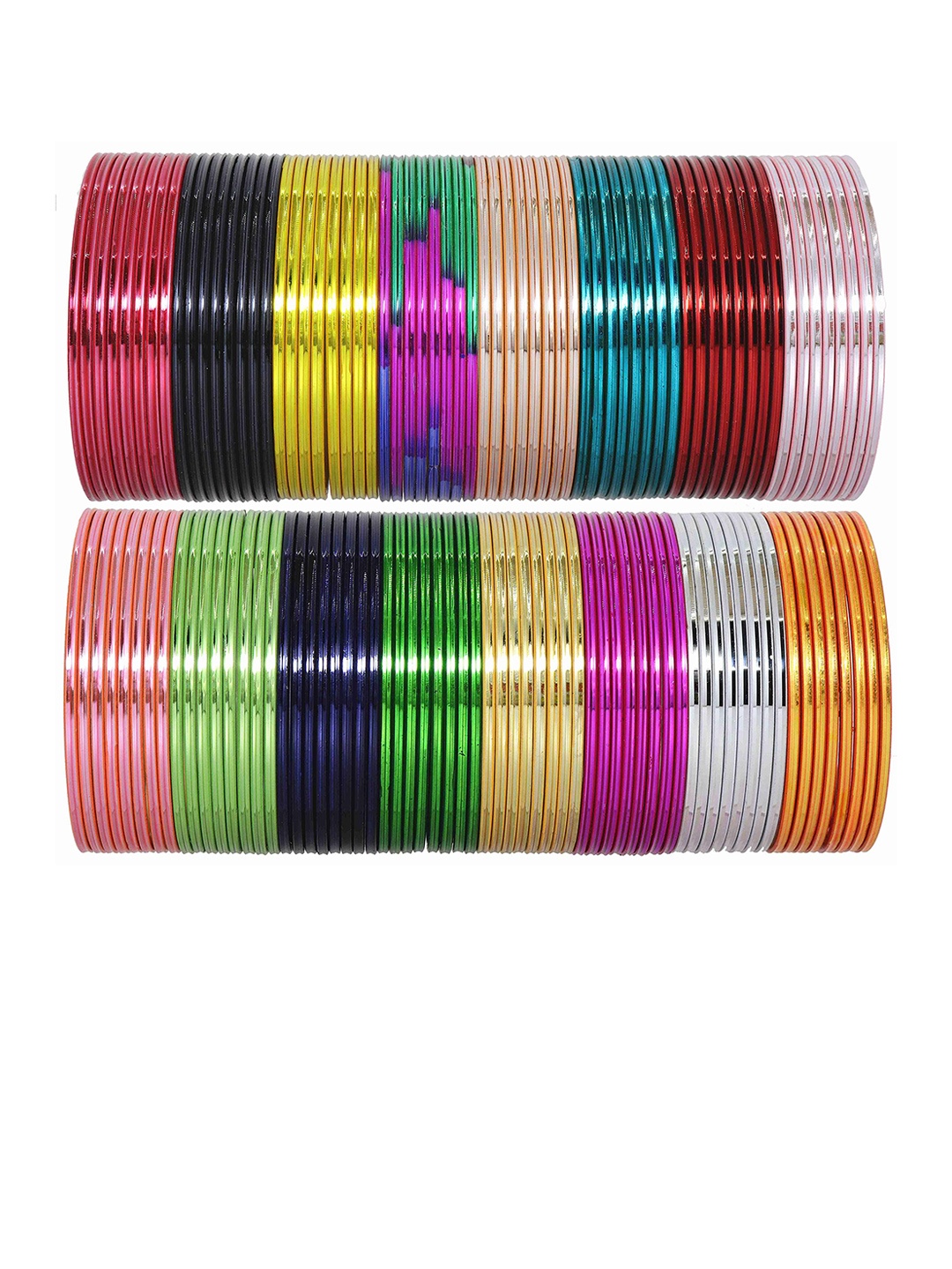 

ZULKA Set of 128 Simple and Smooth Edges Metal Bangle, Multi