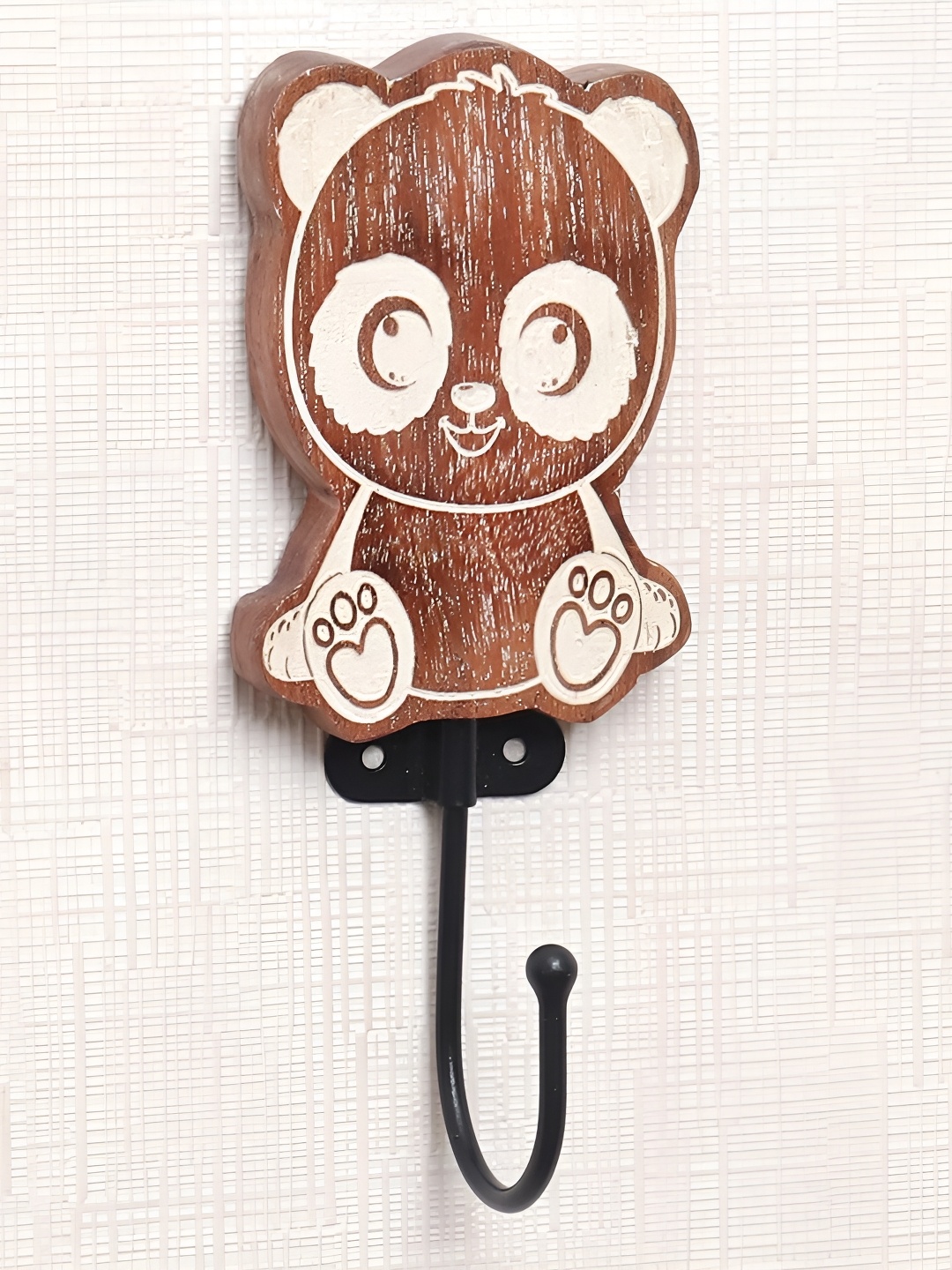 

IndianShelf Brown & Cream Panda Wooden Wall Mounted Hook