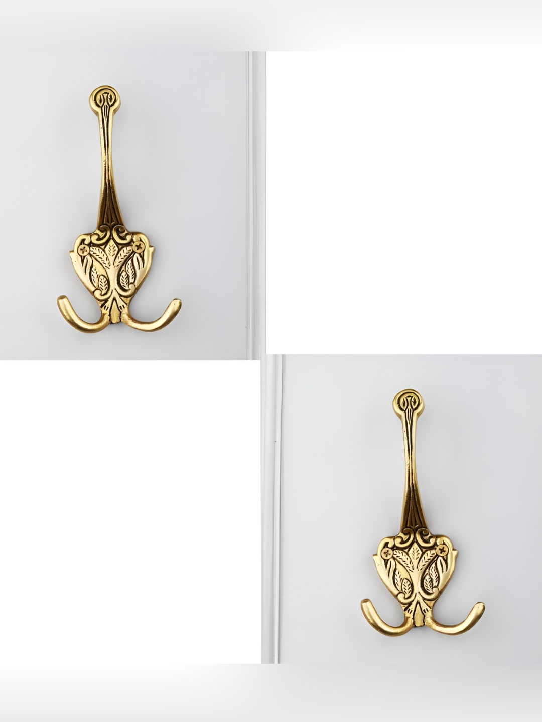

IndianShelf Gold Toned 2 Pieces Brass Wall Hooks