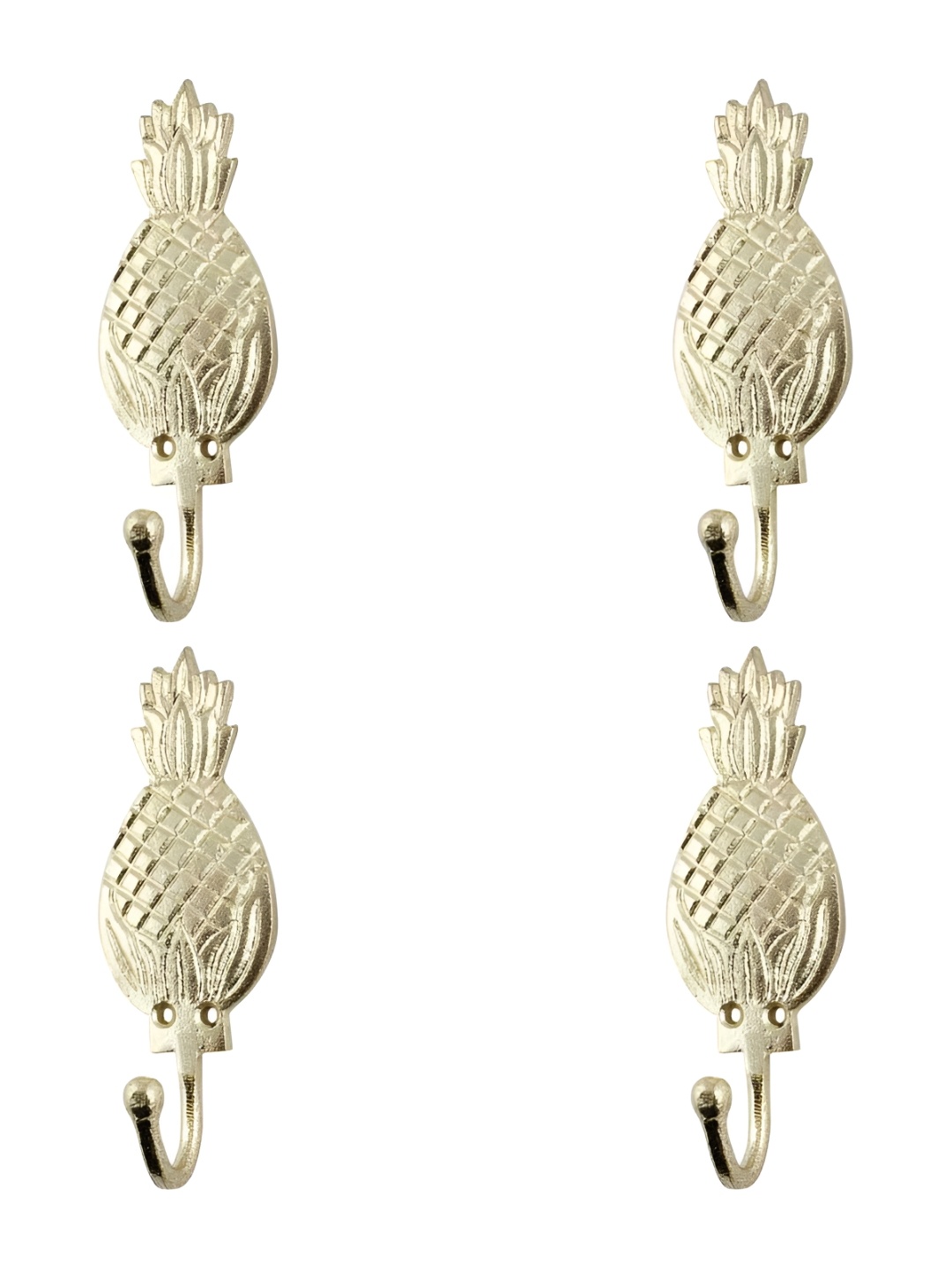 

IndianShelf Gold Toned 4 Piece Iron Pineapple Key Hooks Kitchen Hanger