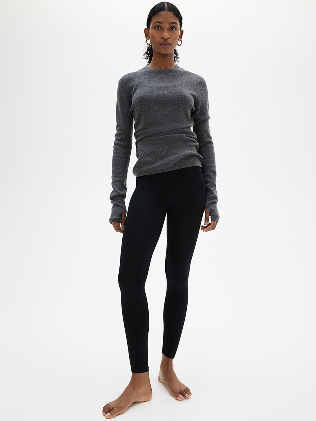 

H&M Microfiber Leggings, Black