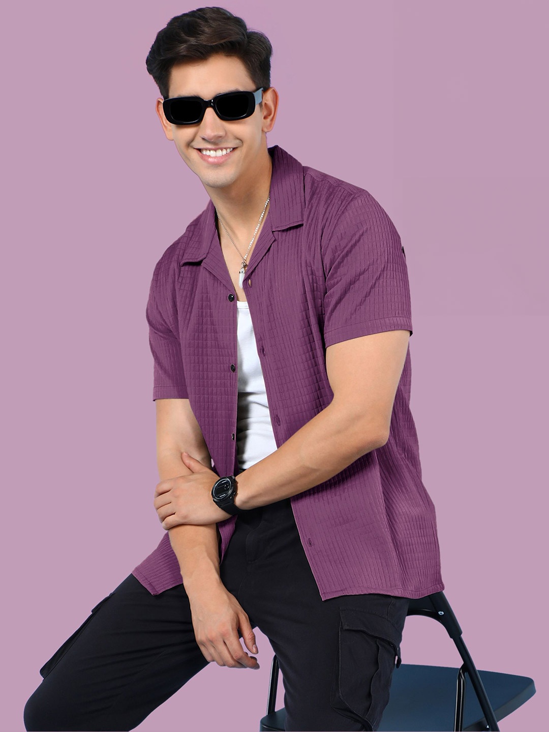 

INDICLUB Men Opaque Casual Shirt, Purple
