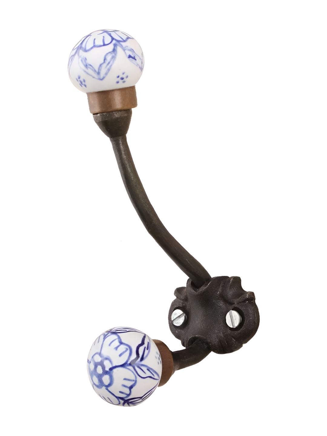 

IndianShelf Blue & White Ceramic Floral Wall Hanger Coat Hook