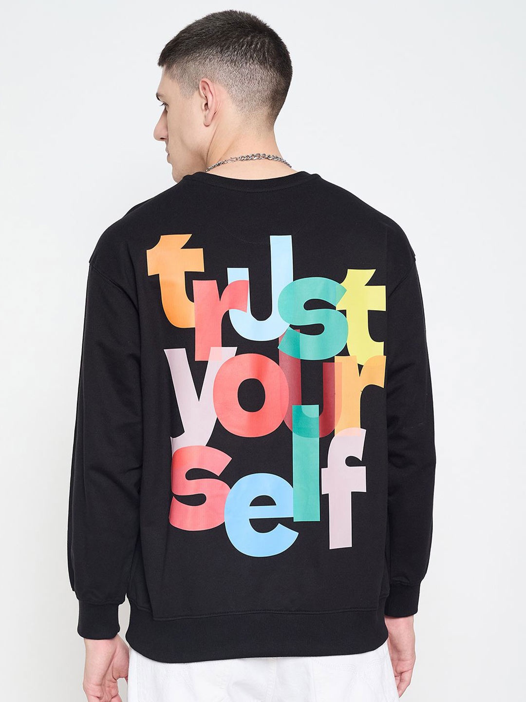

Mast & Harbour Men Typography Printed Pure Cotton Sweatshirt, Black