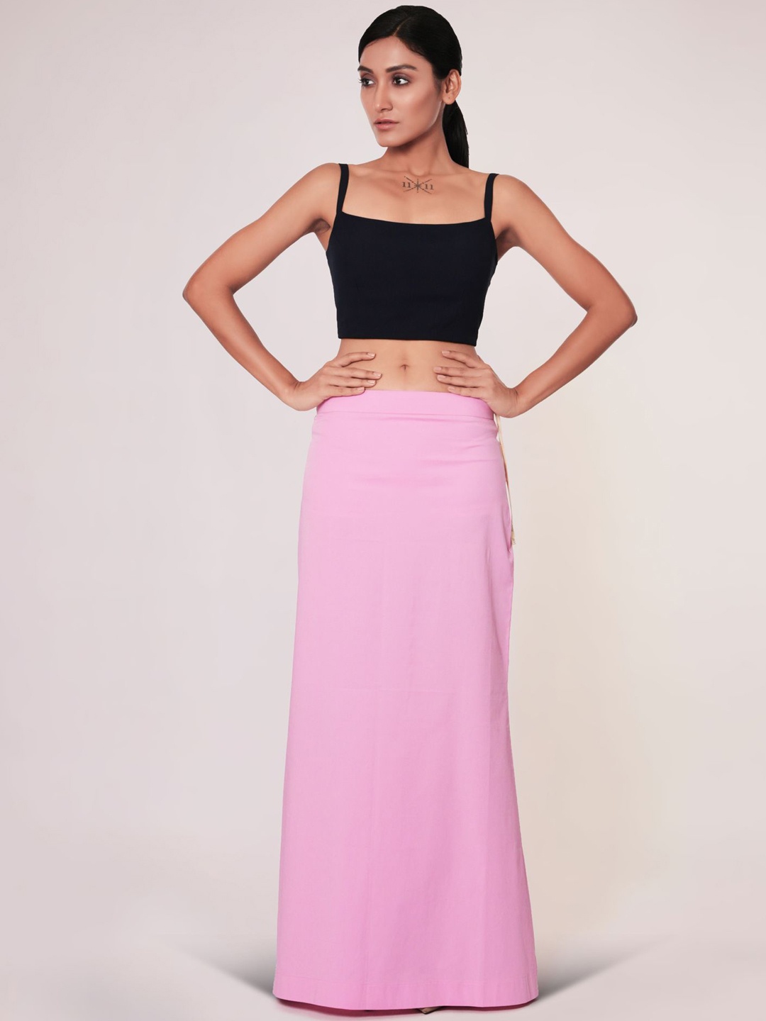

I AM BY DOLLY JAIN D'coat Simple Petticoat Saree Shapewear, Pink