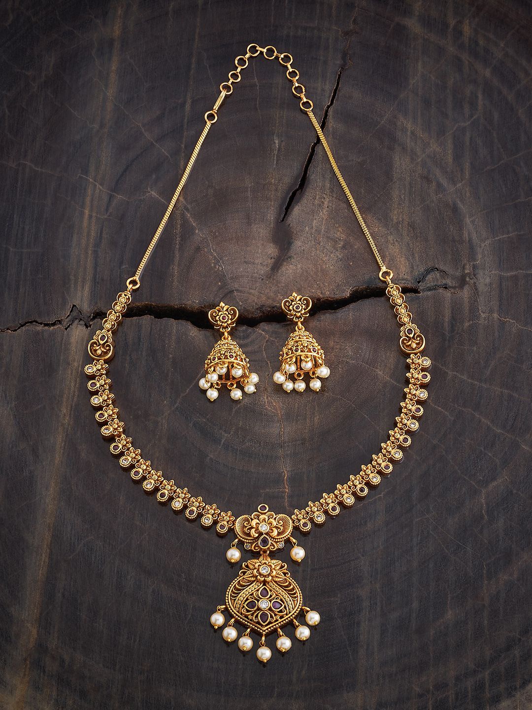 

Kushal's Fashion Jewellery Gold-Plated Artificial Stone-Studded & Beaded Jewellery Set