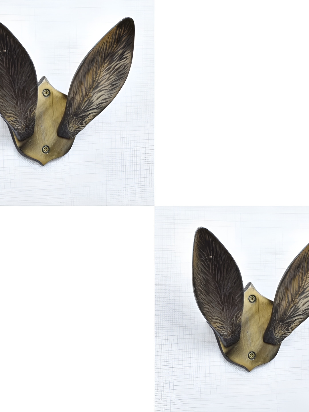 

IndianShelf Bronze 2 Pieces Aluminium Rabbit Ear Key Holder Wall Hooks