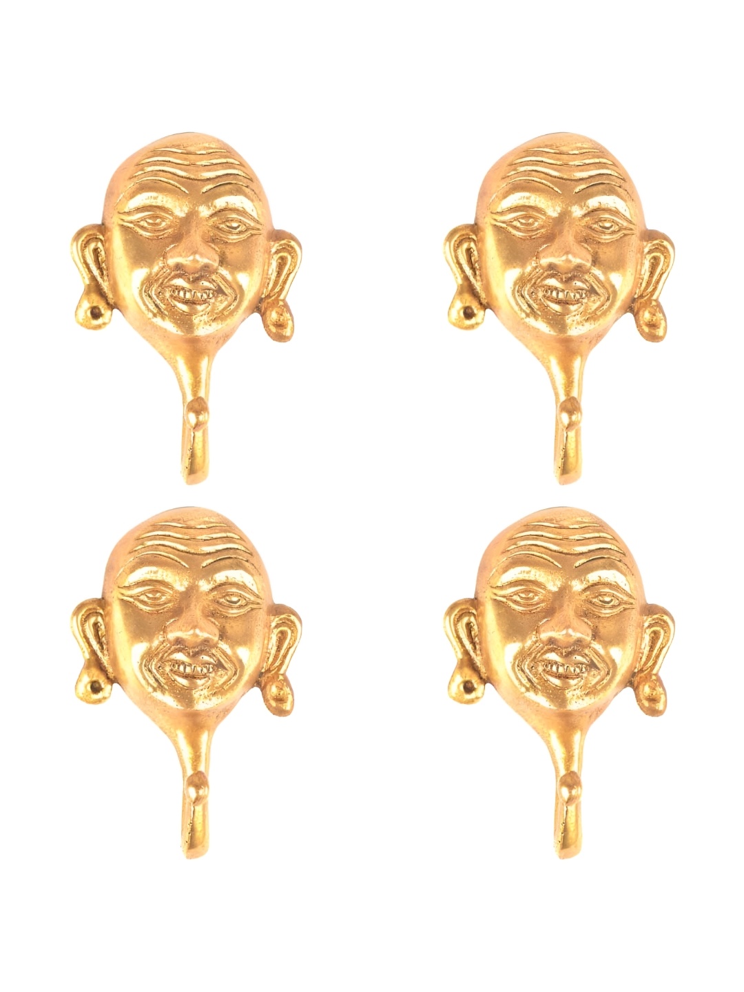 

IndianShelf Gold-Toned 4 Pieces Laughing Face Brass Wall Hooks