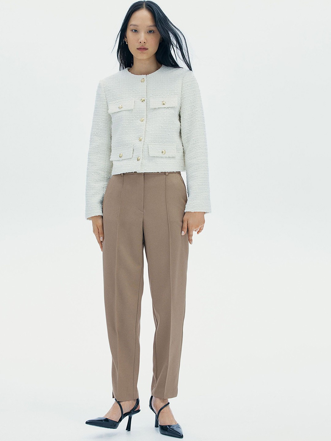 

H&M Tapered Tailored Trouser, Beige