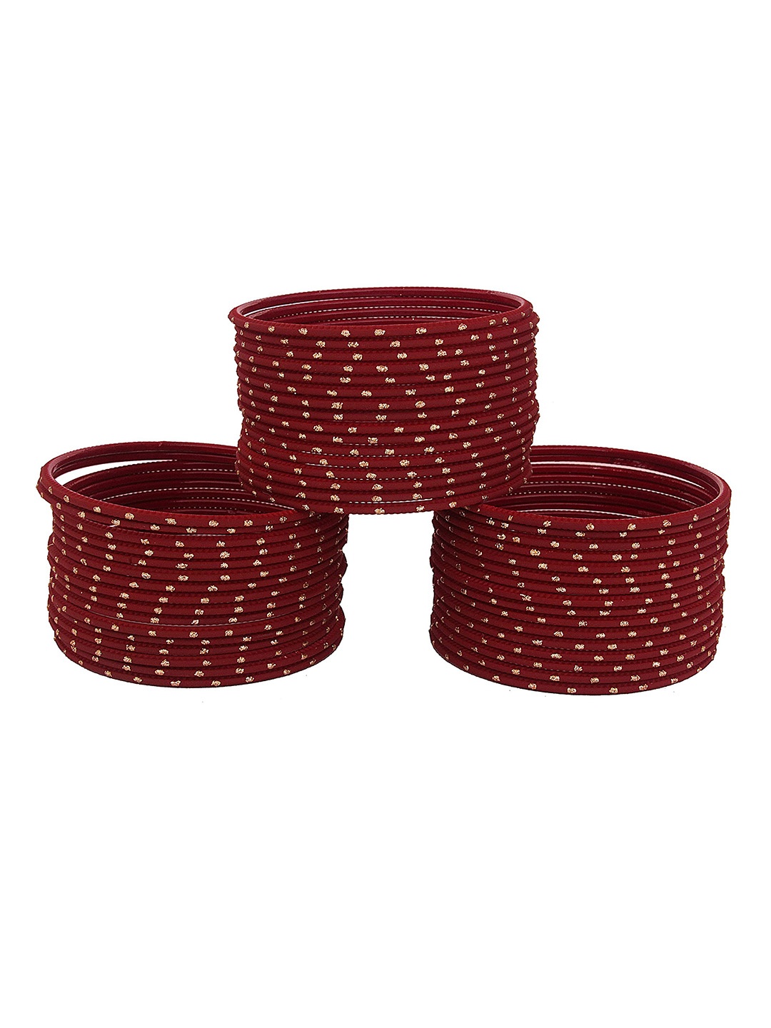 

ZULKA Set of 48 Polka Dots Metal Bangles, Maroon