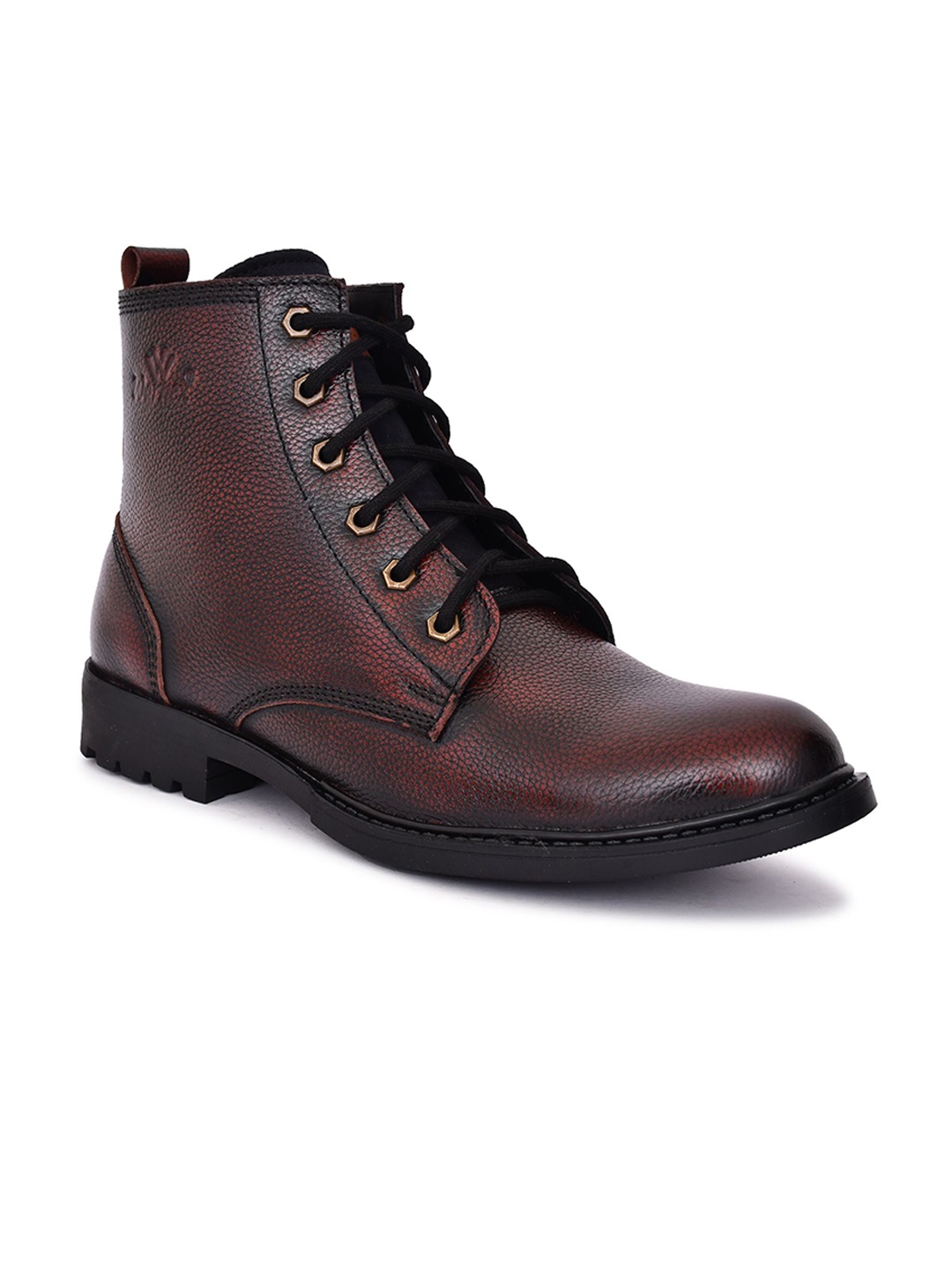 

Warnex Men Textured Lace-Ups High-Top Boots, Brown
