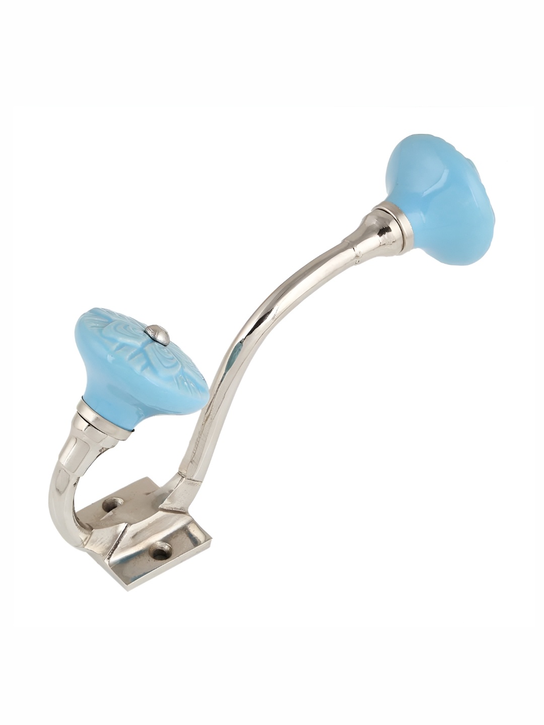 

IndianShelf Silver Toned & Blue Ceramic Wall Hook