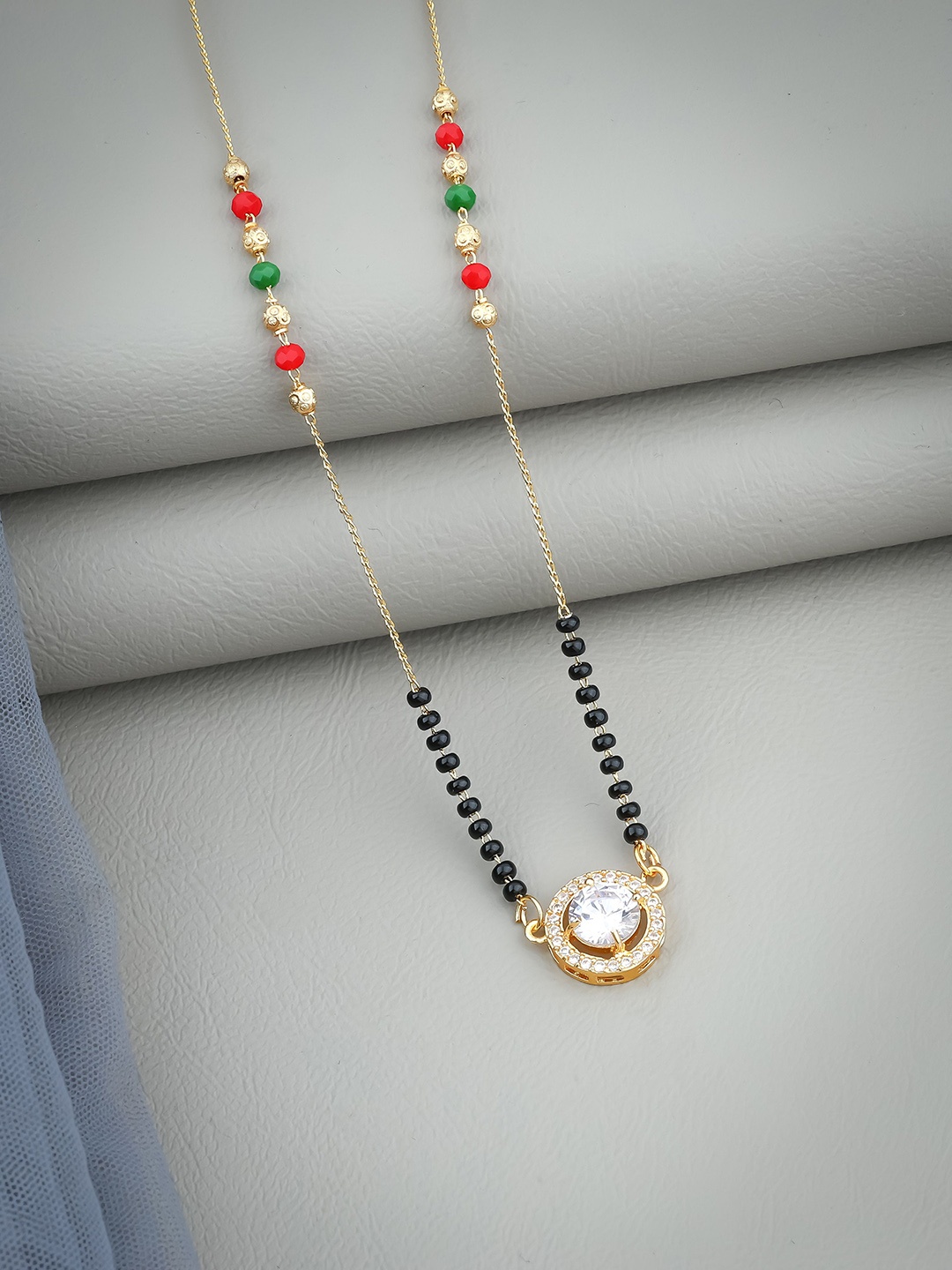 

Wynona Gold-Plated American Diamond Studded Mangalsutra