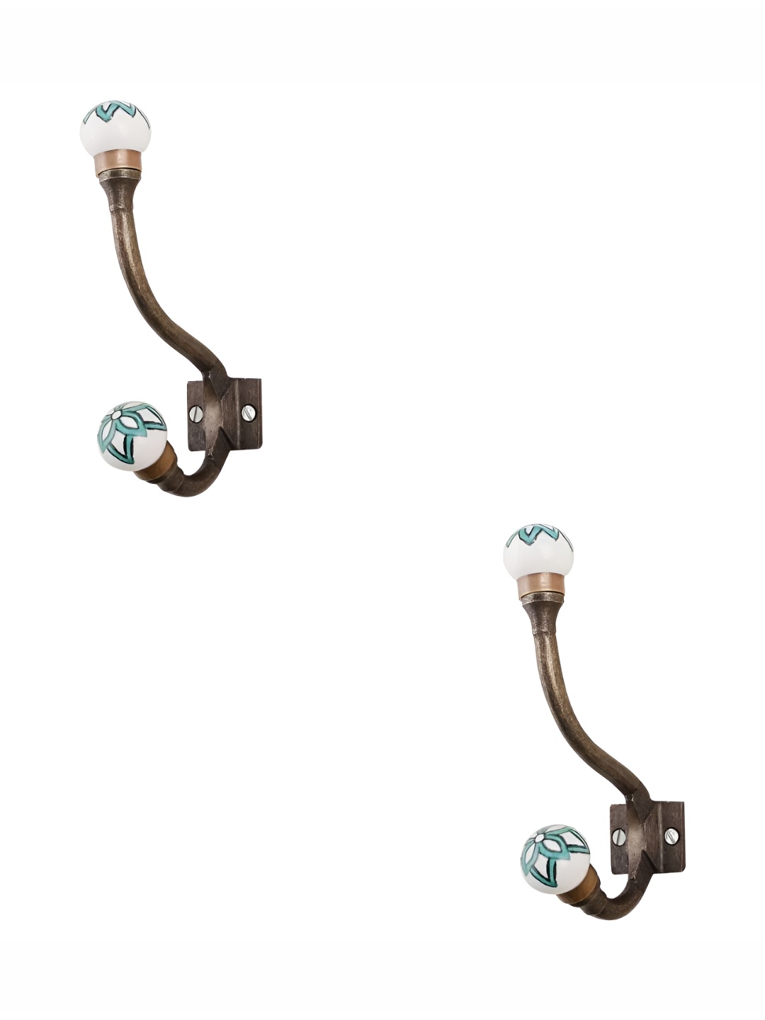 

IndianShelf Blue 2 Pieces Ceramic Tiny Coat Hooks Door Hanger