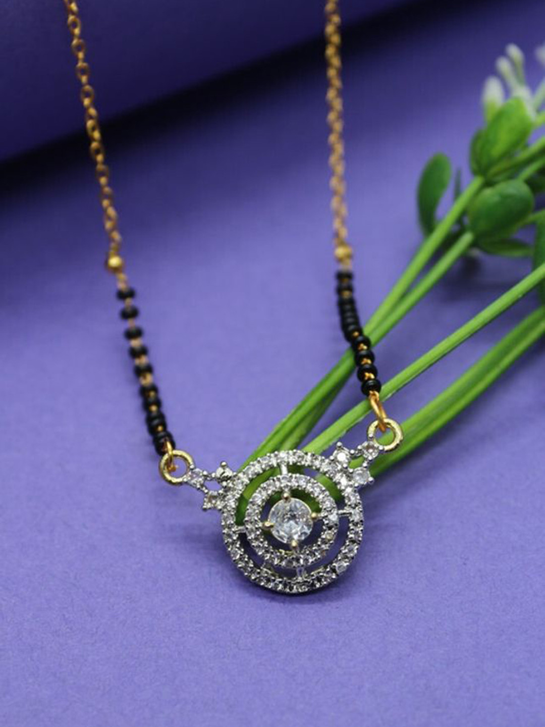 

Wynona Gold-Plated Stone Studded & Beaded Mangalsutra