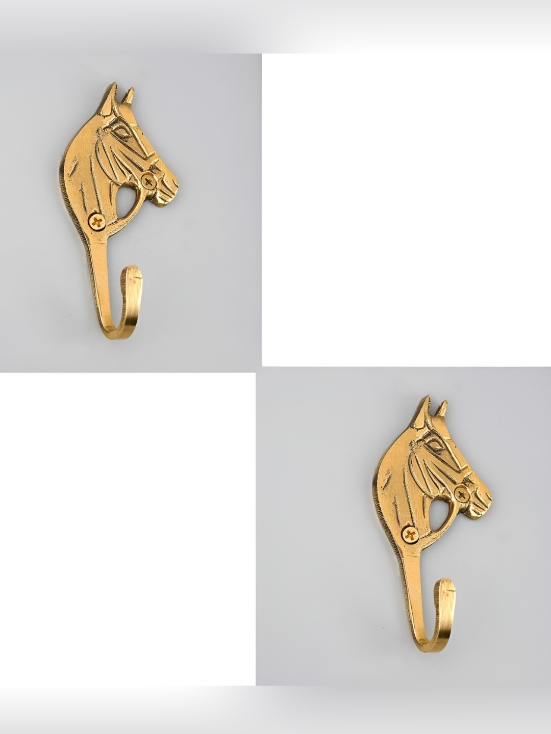 

IndianShelf Gold Toned 2 Pieces Horse Textured Brass Wall Hooks