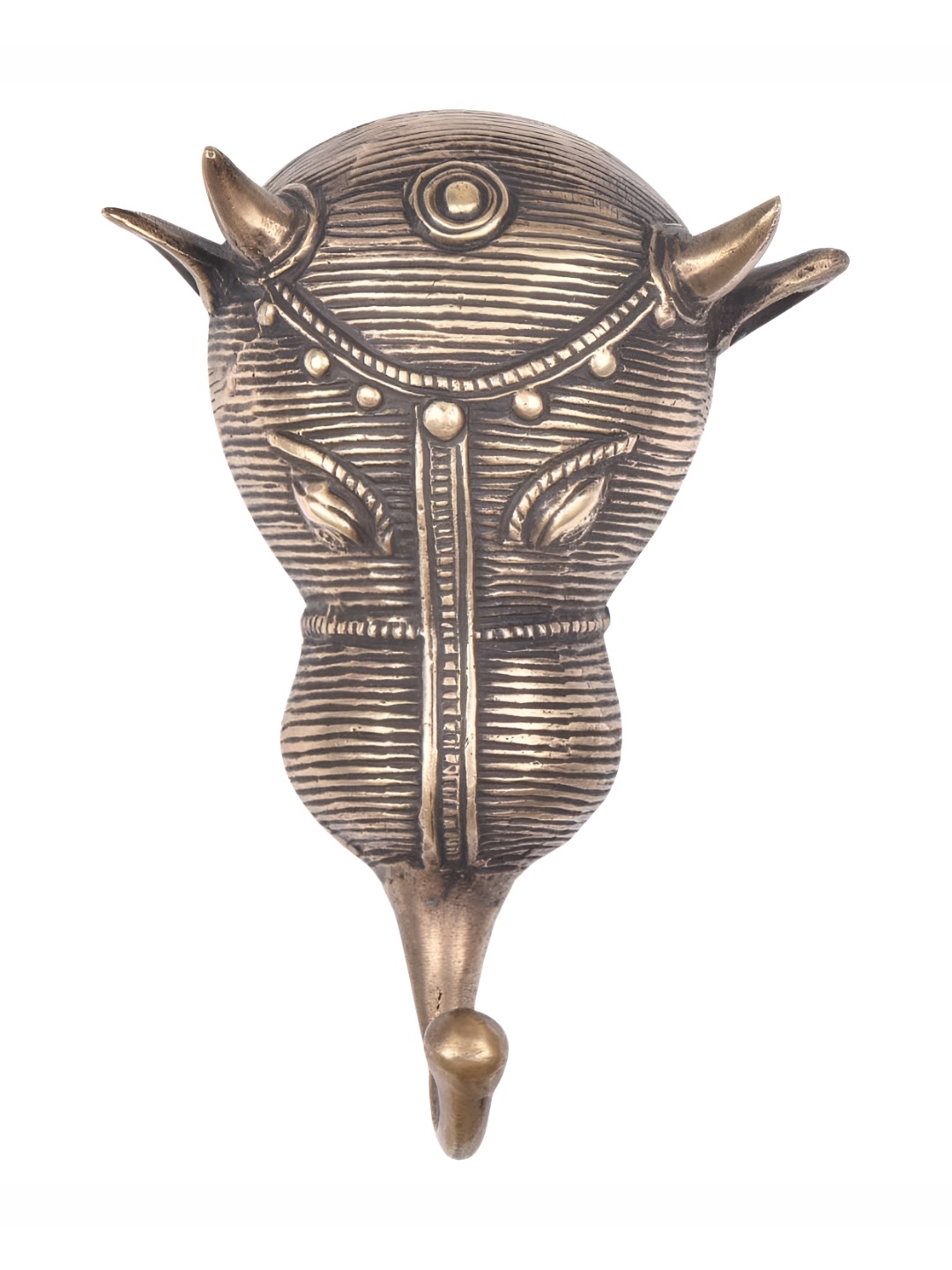 

IndianShelf Bronze Toned Brass Tribal Bull Face Wall Hook