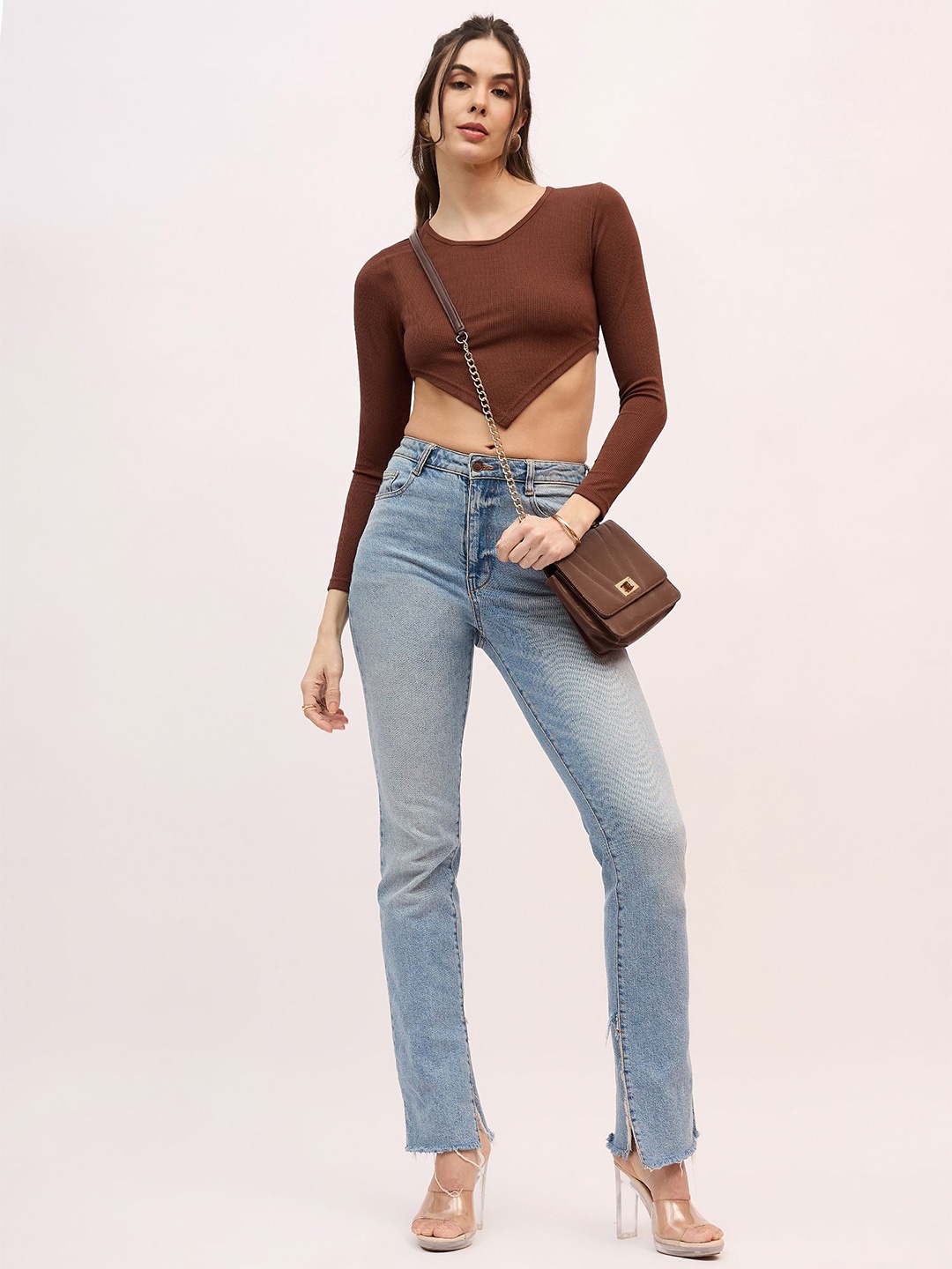

Mayra Women Crop Tank Top, Brown