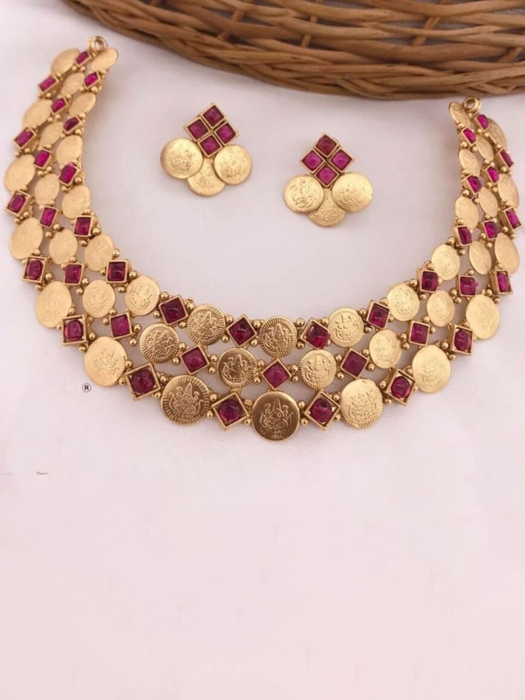 

Gyaan Jewels Gold-Plated Stone Studded Necklace and Earrings