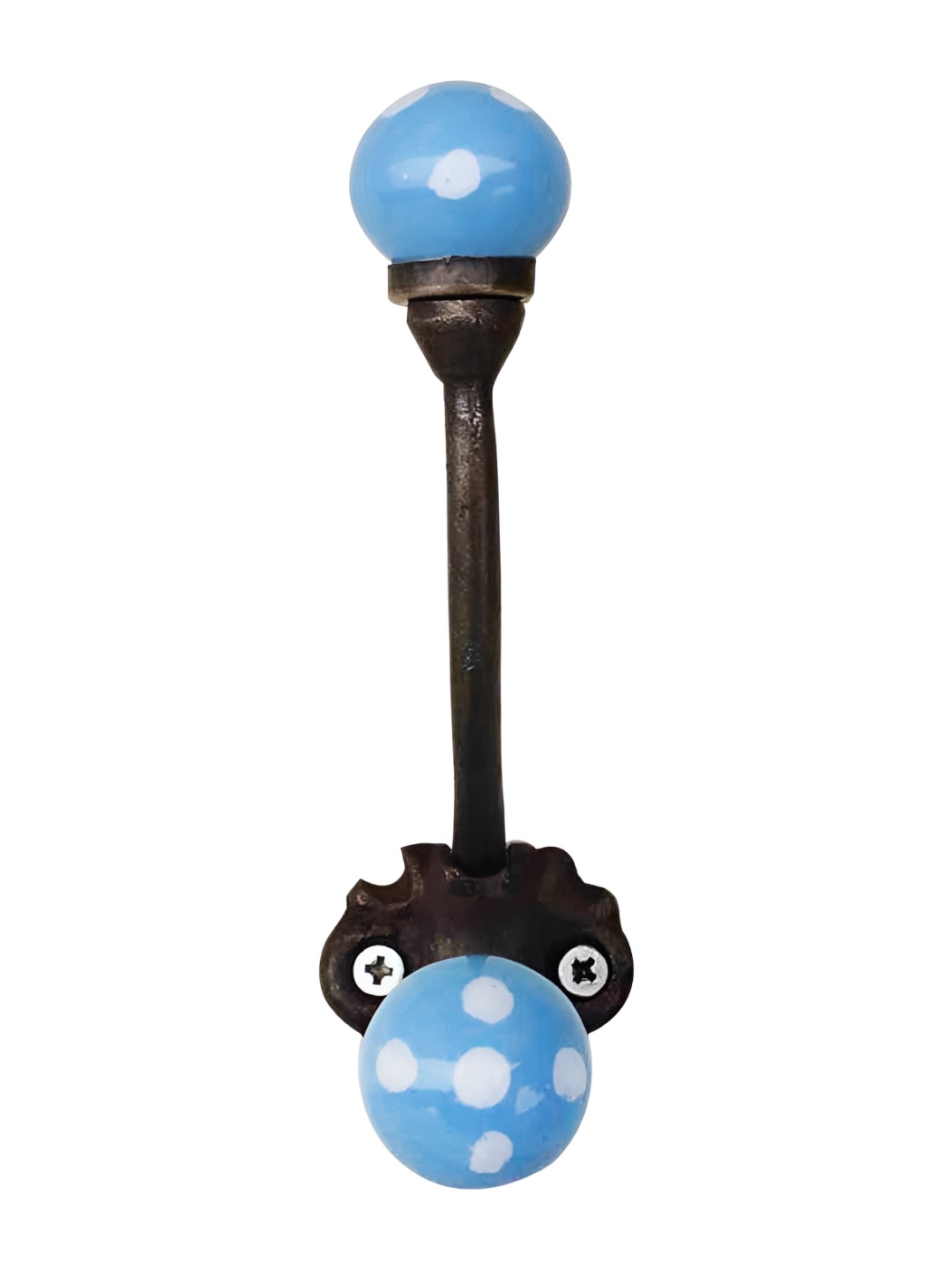 

IndianShelf Black & Blue Dot Printed Ceramic Wall Hooks