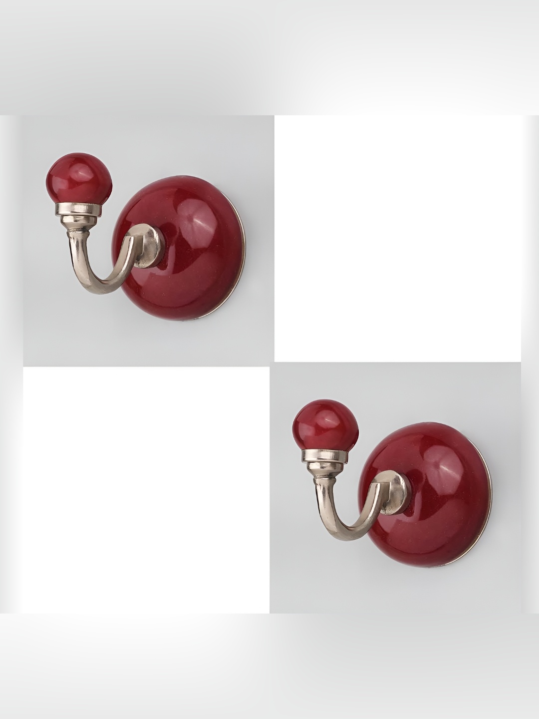 

IndianShelf Red 2 Pieces Ceramic Wall Hangers Key Holders