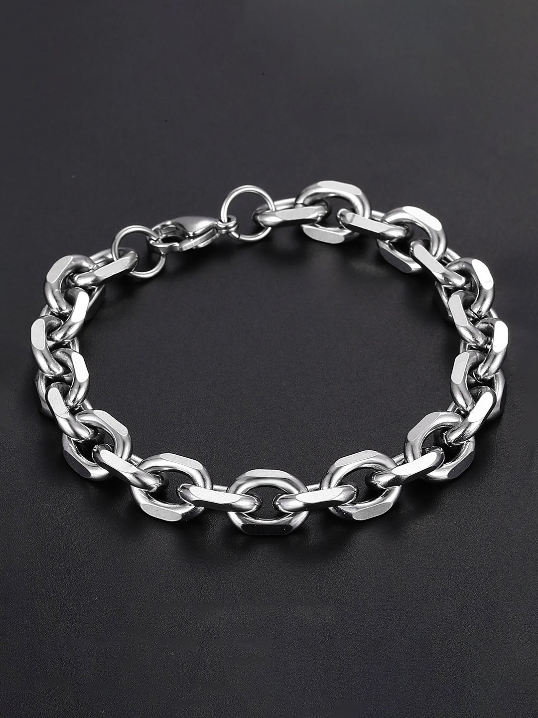 

Peora Men Silver-Plated Stainless Steel Openable Link Bracelet