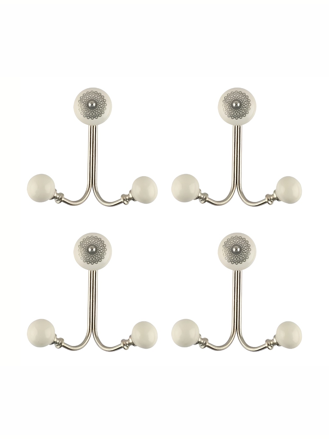 

IndianShelf Cream Coloured 4 Pieces Ceramic Strewn Wall Hooks