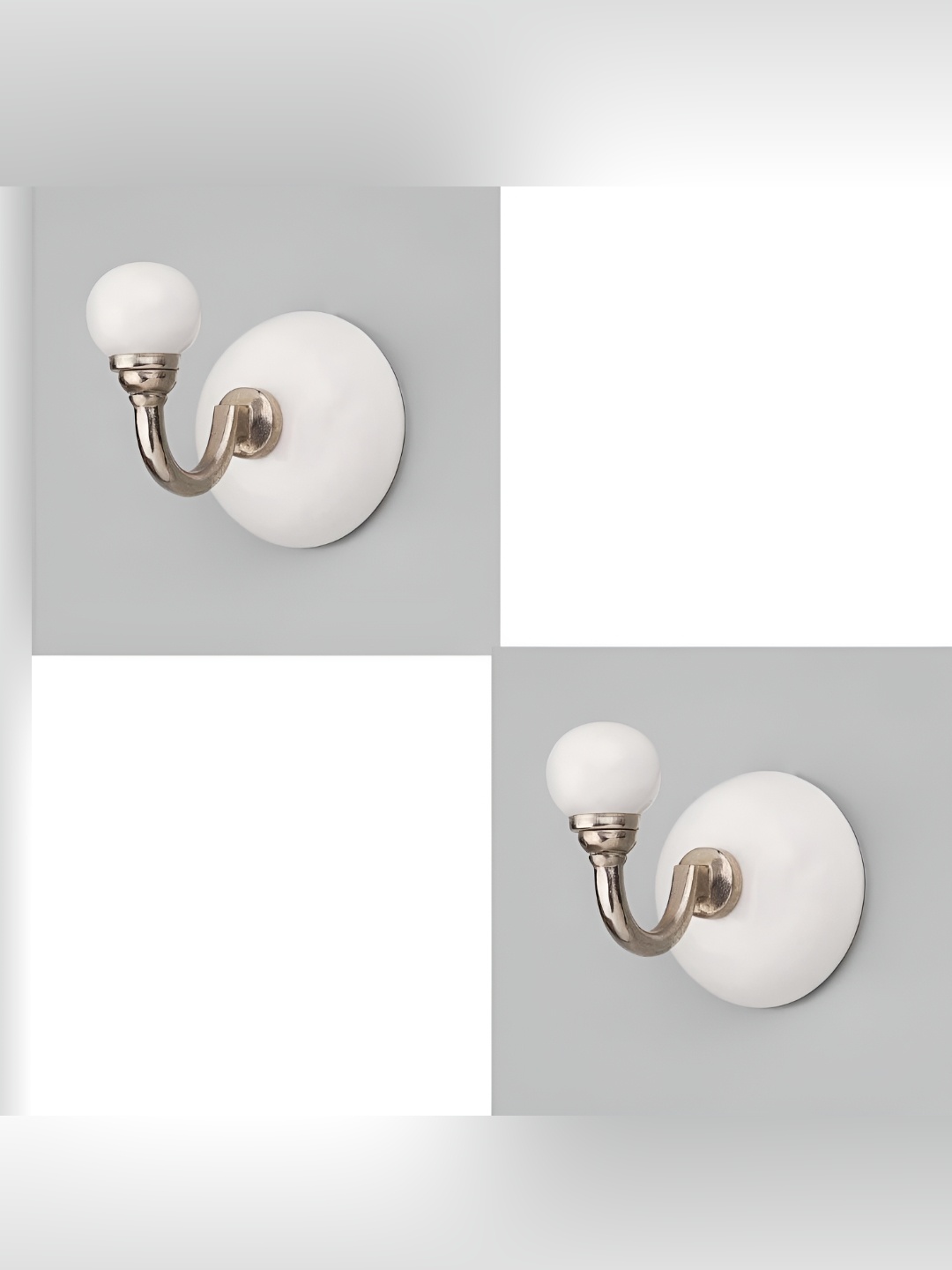 

IndianShelf White & Silver-Toned 2 Pieces Ceramic Wall Hooks