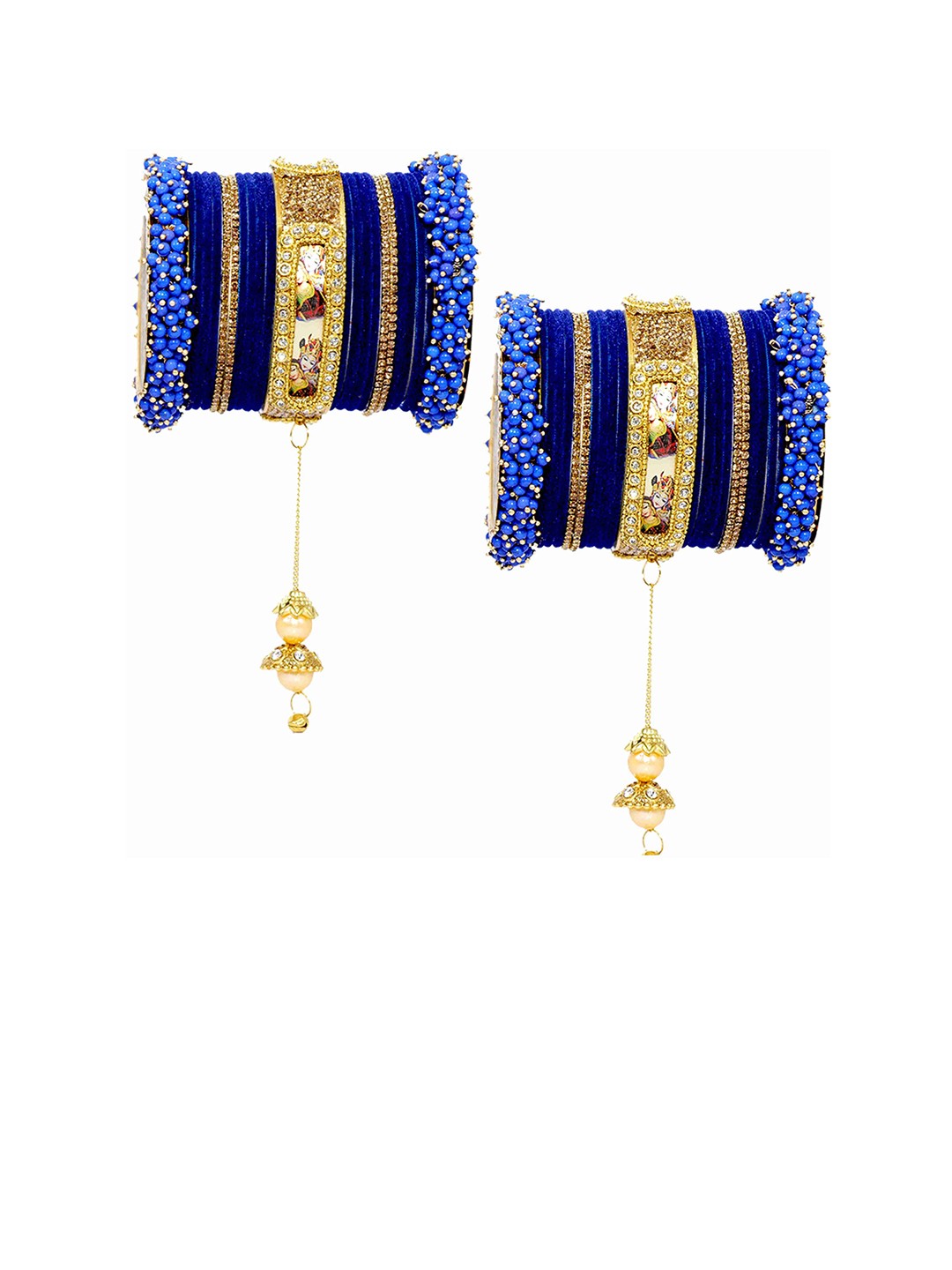 

Set of 36 Non-Precious Metal Base Metal With Cutting and Plane Bangles, Blue