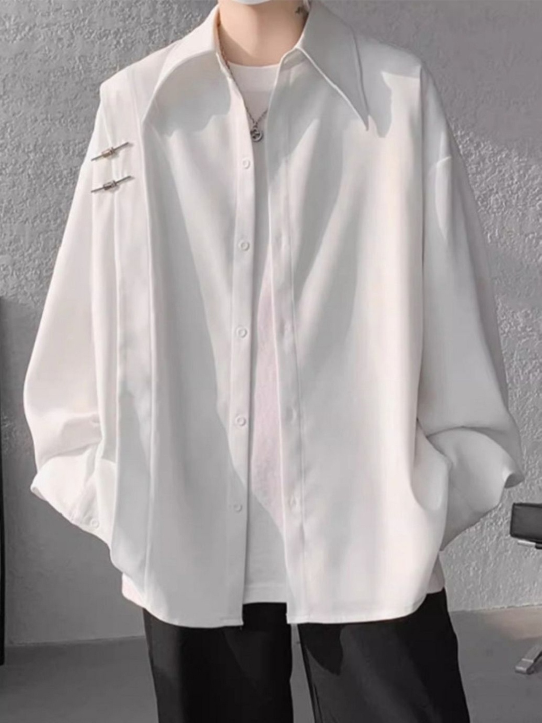 

HERE&NOW Men Solid Original Oversized Casual Shirt, White