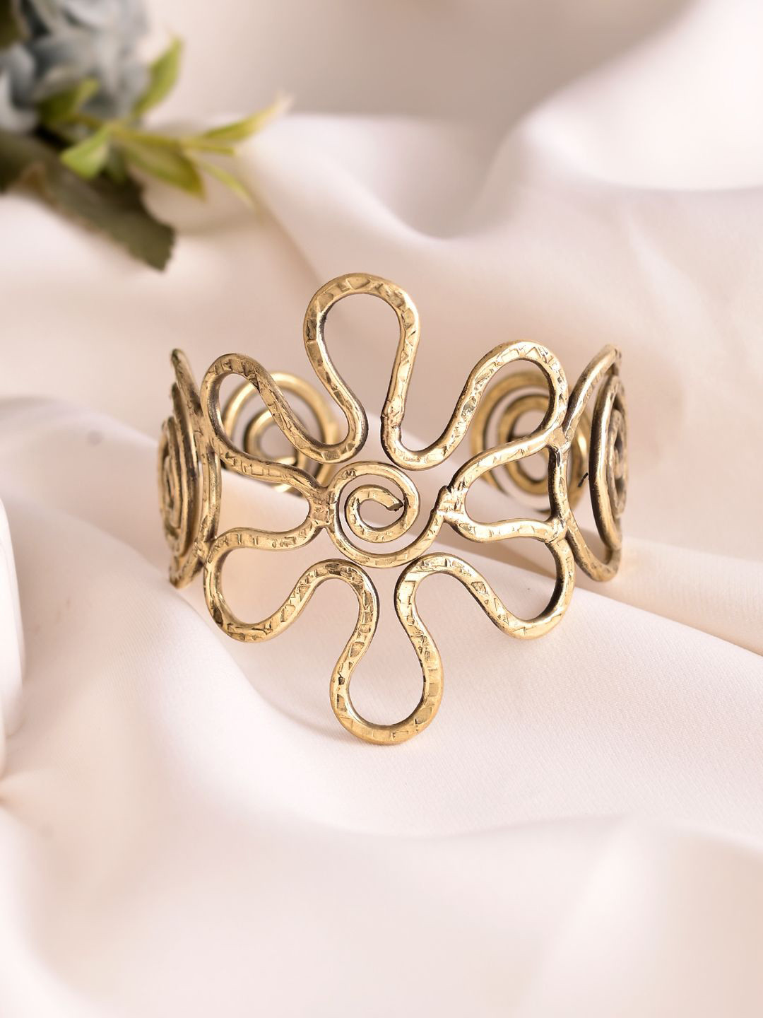 

Silvermerc Designs Women Brass Temple Gold-Plated Cuff Bracelet